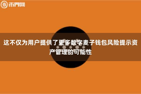 这不仅为用户提供了更多数字麦子钱包风险提示资产管理的可能性